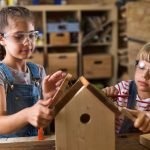 Wind generator home two girls constructing