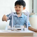 wind generator home, boy constructing